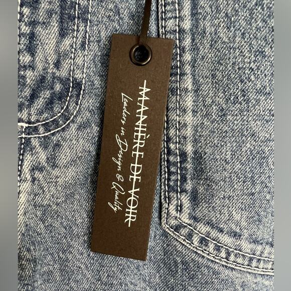 Maniere De Voir 10 Cargo Jeans Washed Blue Baggy Denim Multi Pockets 90s Fit NWT - Picture 3 of 7